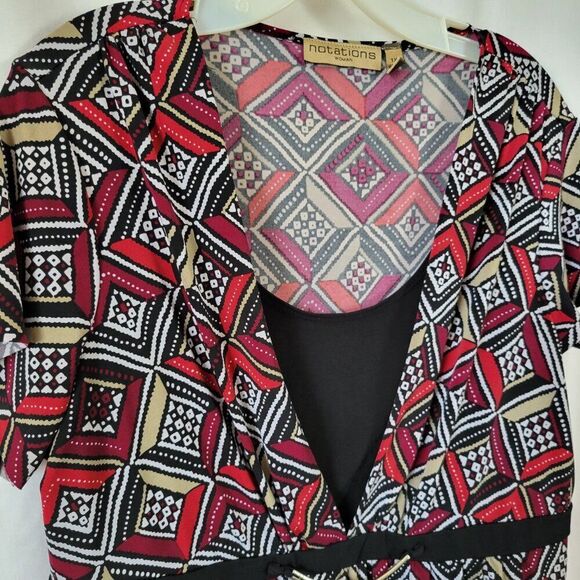 Notations Woman 1X Plus Blouse Retro Y2K mock layer gold hardware silky EUC - Picture 8 of 12